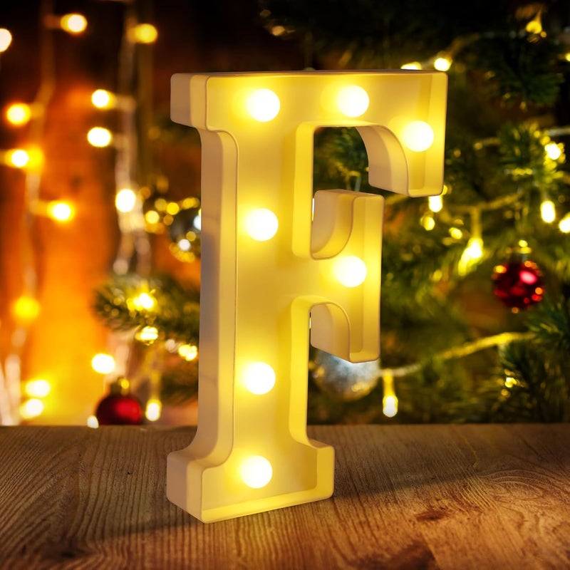 Funsky Light Up Letters F,LED Sign Marquee Letters 26 Alphabet for Party Birthday Name,Wedding,Christmas Decorations,Personalized Name Sign Letter for Centerpieces Table and Wall Decor - Image 1